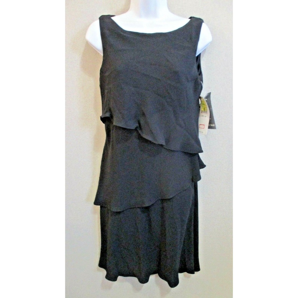 90's/Y2K SL Fashions Dress Size 6P Petite LBD Tiered Lined Sleeveless NEW NWT